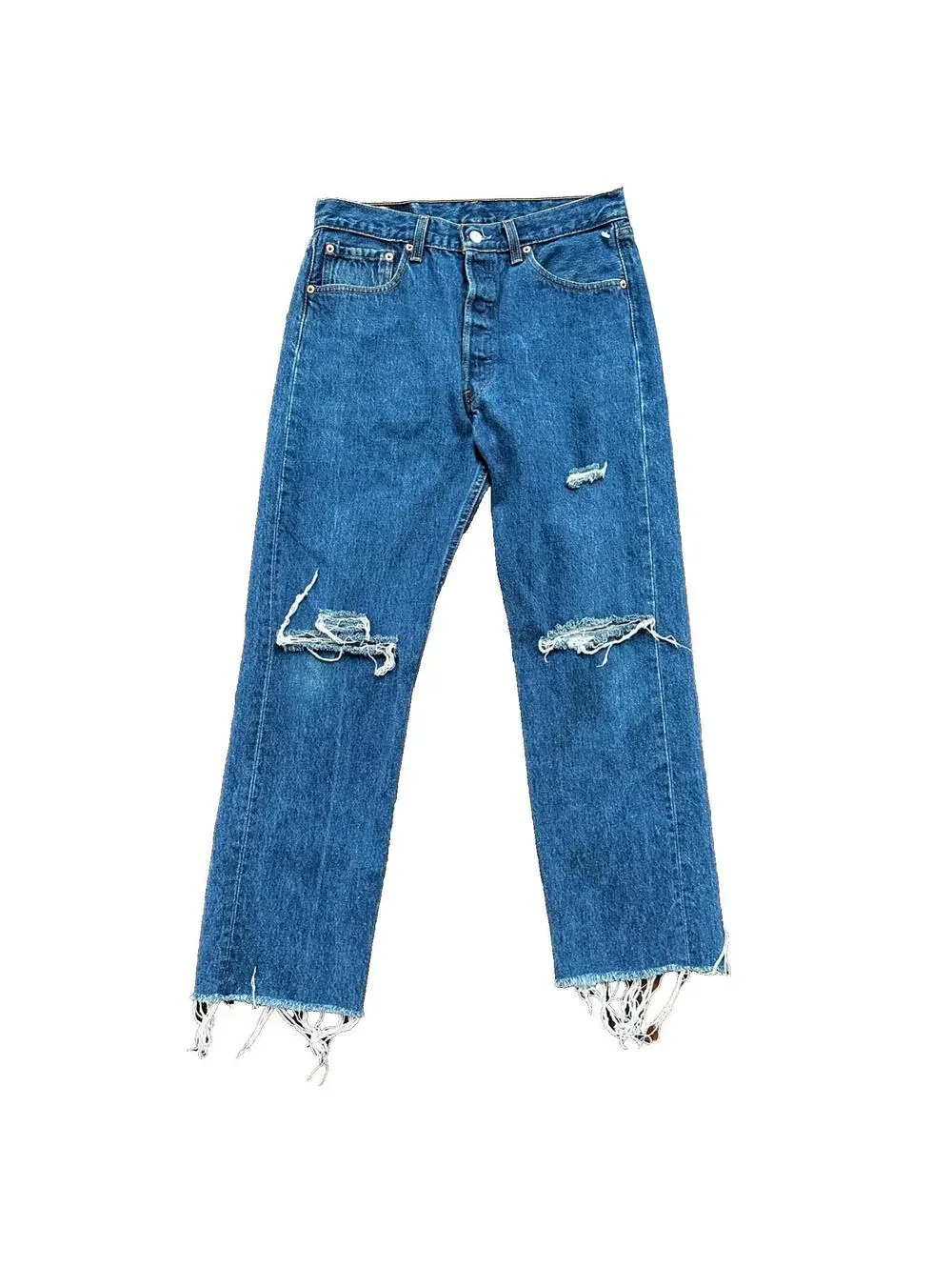 Vintage 90s Levis 501 34x32 USA Blue Denim Jeans Act 30x27 Thrashed Distressed